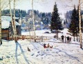 Fin del invierno mediodía ligachevo 1929 Konstantin Yuon paisaje nevado